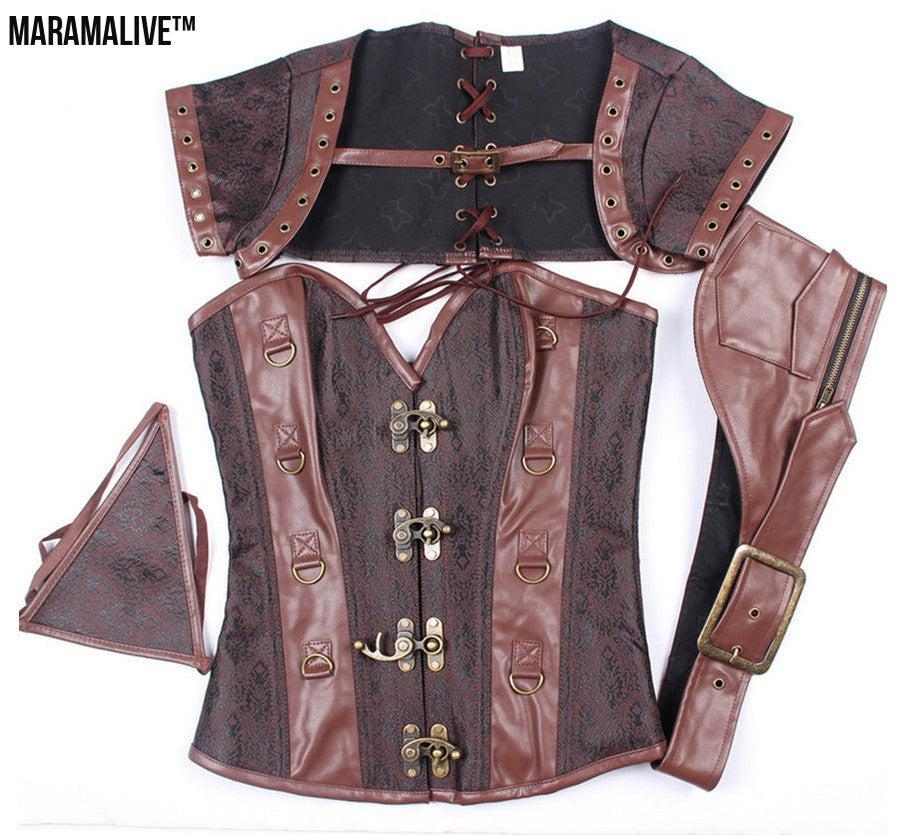 Court Gothic PU Retro Fashion Luxury Sexy Lock Corset