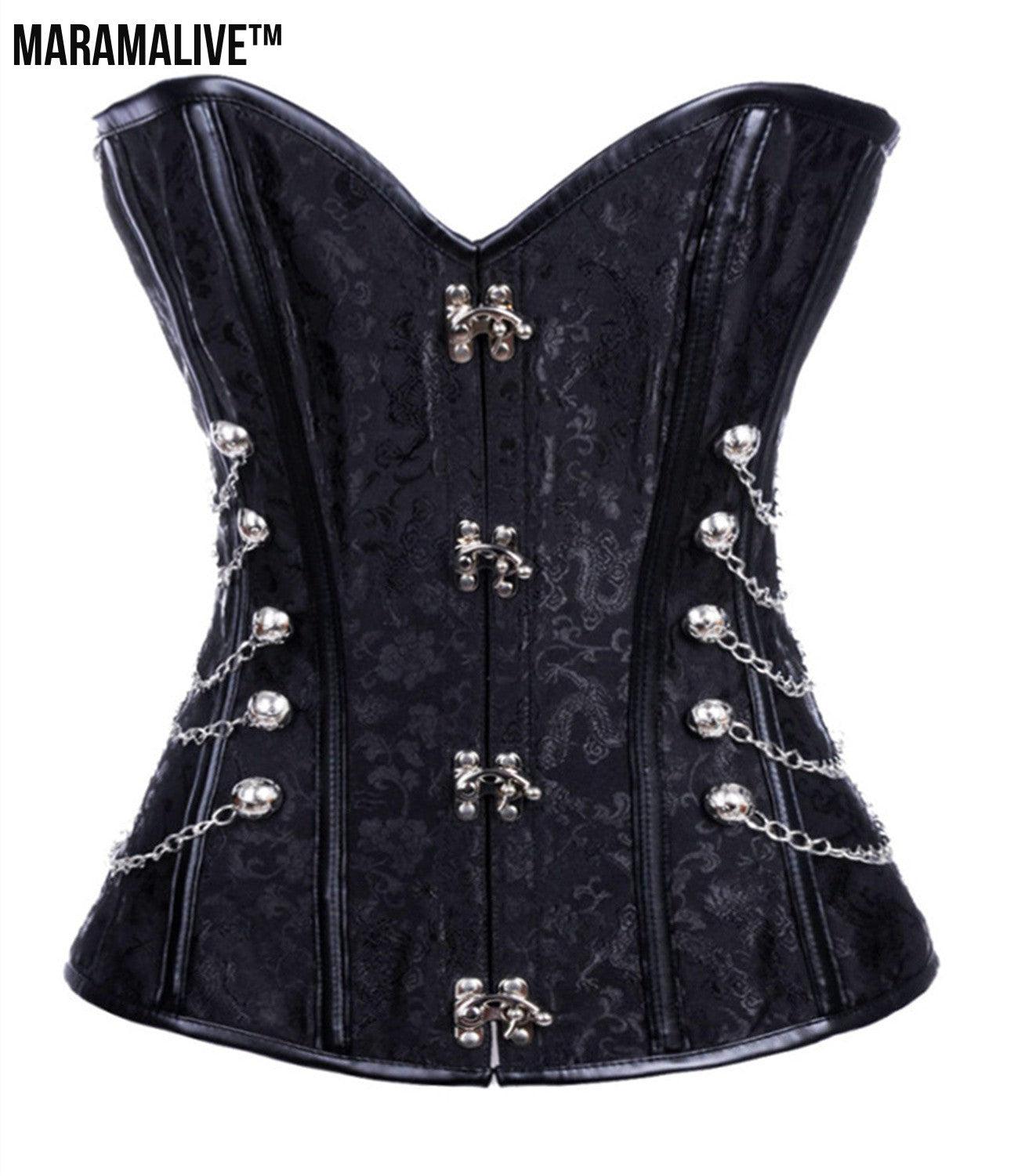 Court Gothic PU Retro Fashion Luxury Sexy Lock Corset