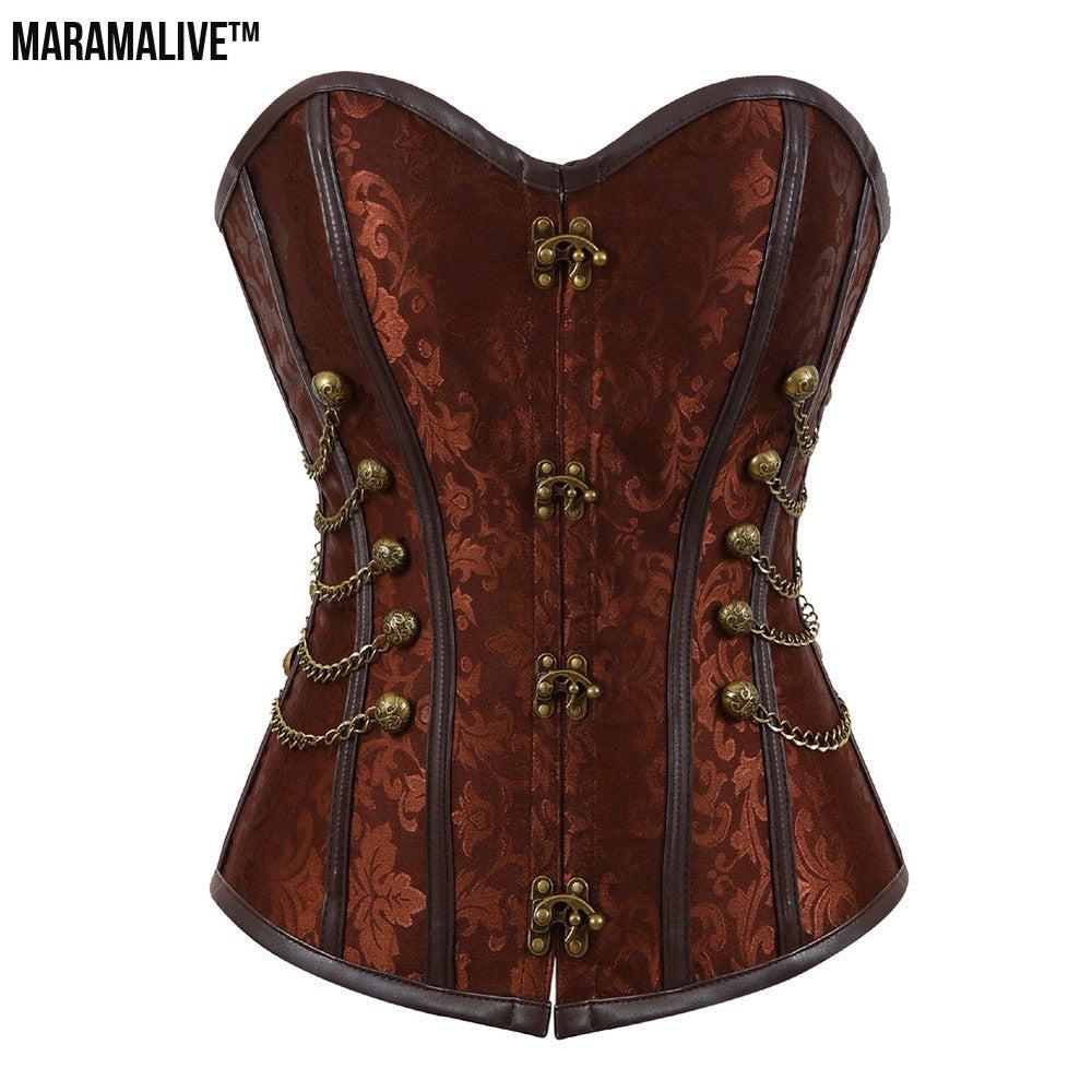 Court Gothic PU Retro Fashion Luxury Sexy Lock Corset