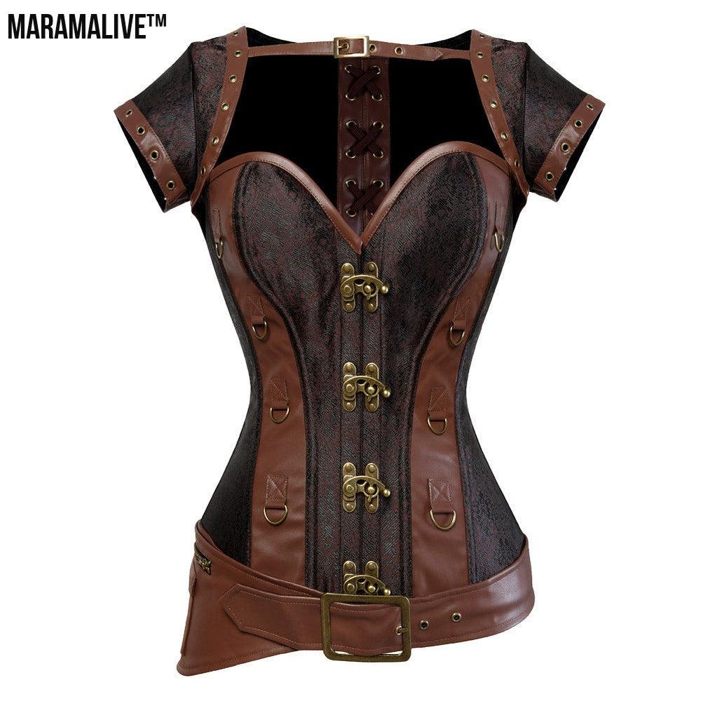 Court Gothic PU Retro Fashion Luxury Sexy Lock Corset