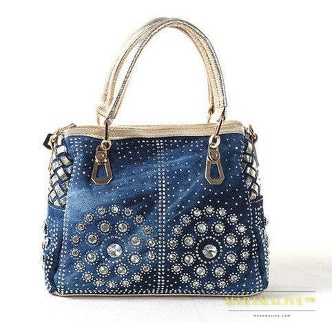 Cowgirl Canvas Square Portable Diamond-studded Woven One-shoulder Messenger Bag