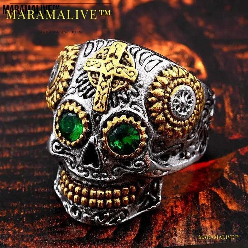 Crazy Design Multi colored Striking Skull Ring Biker Make it Yours Now