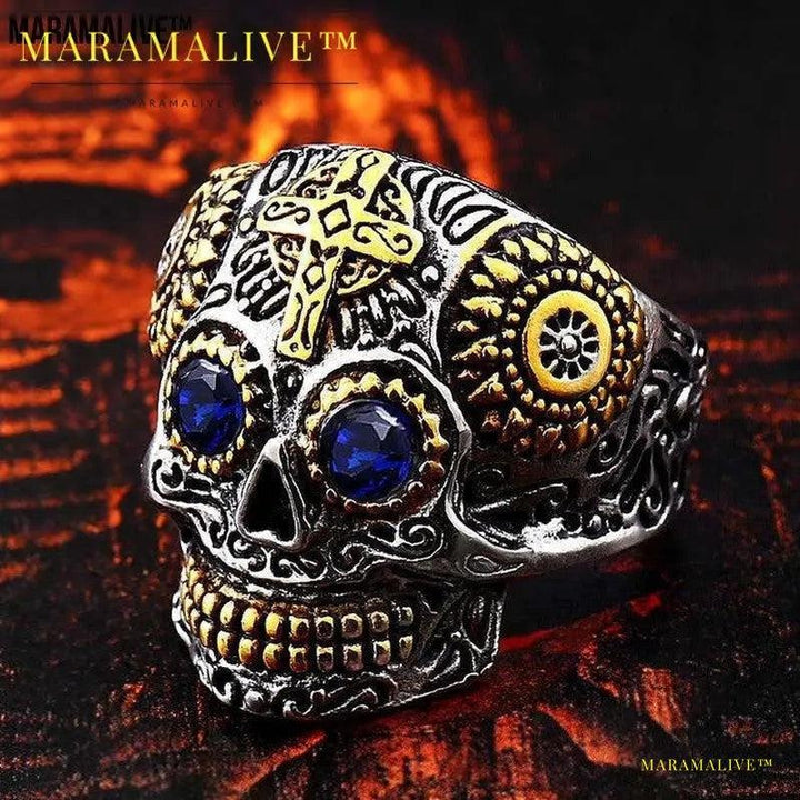 Crazy Design Multi colored Striking Skull Ring Biker Make it Yours Now