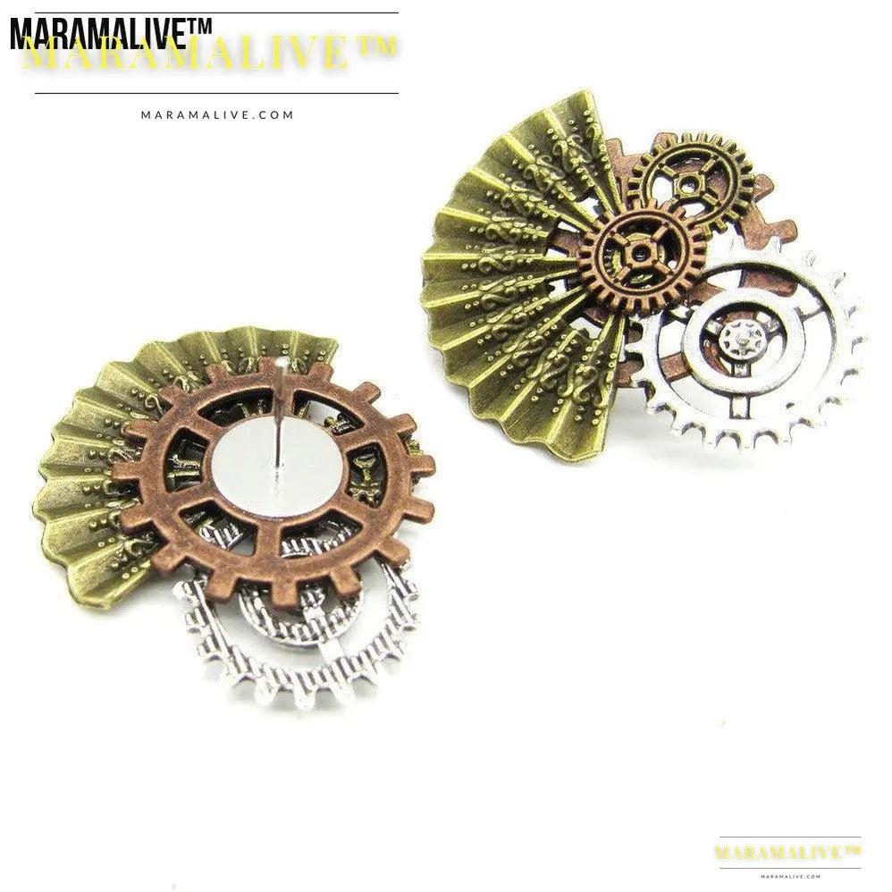 Creative Alloy Steampunk Sector Gear Earrings