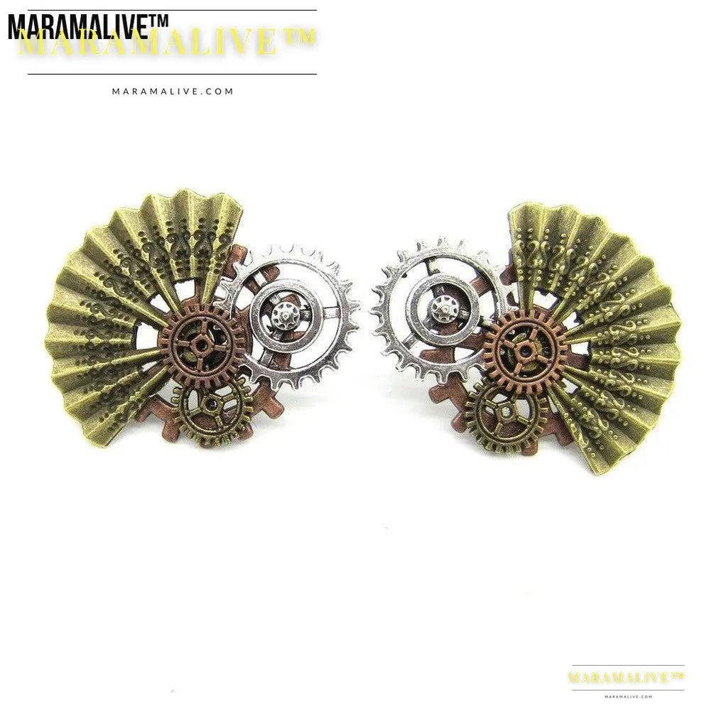 Creative Alloy Steampunk Sector Gear Earrings