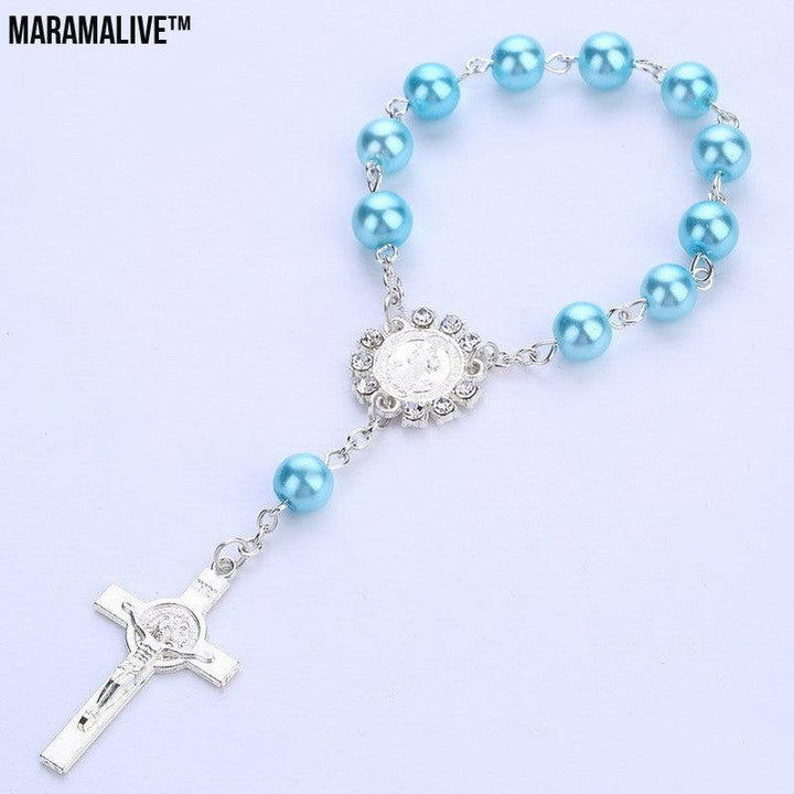 Cross Pendant Rosary Bracelet