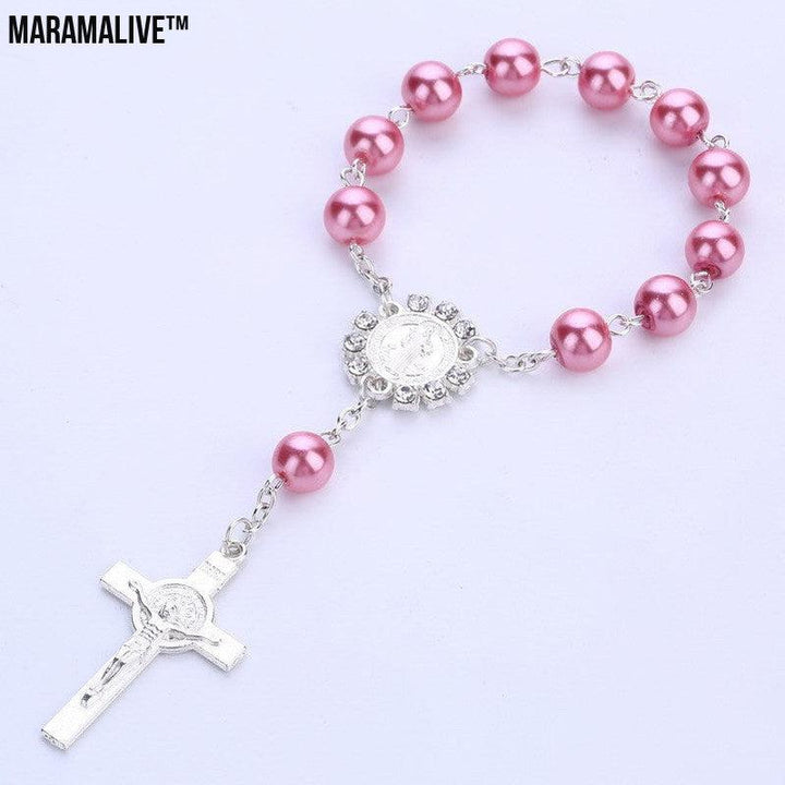 Cross Pendant Rosary Bracelet