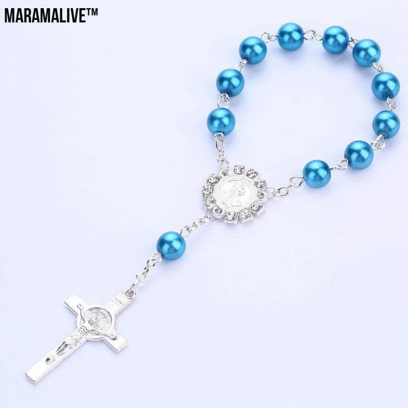 Cross Pendant Rosary Bracelet