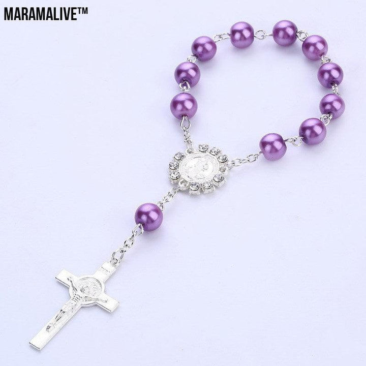 Cross Pendant Rosary Bracelet