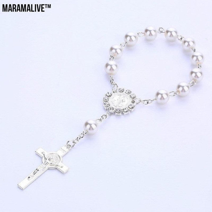 Cross Pendant Rosary Bracelet