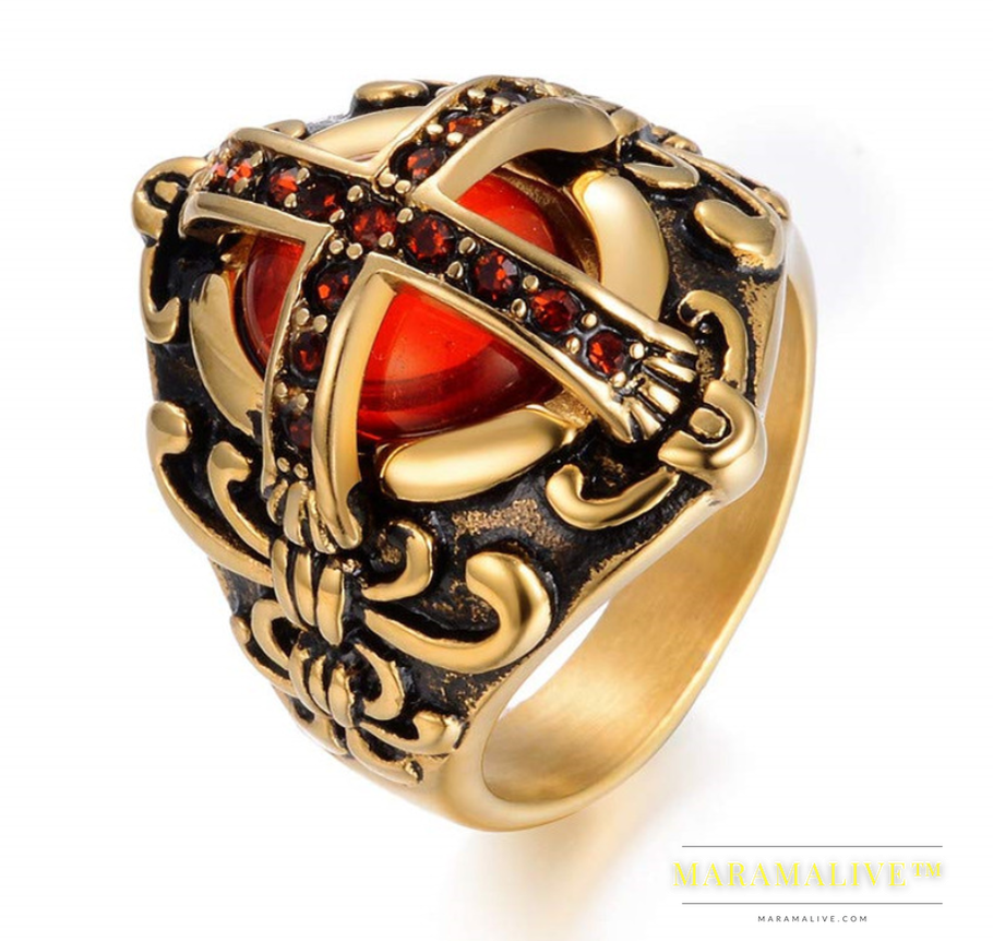 Cross red diamond ring