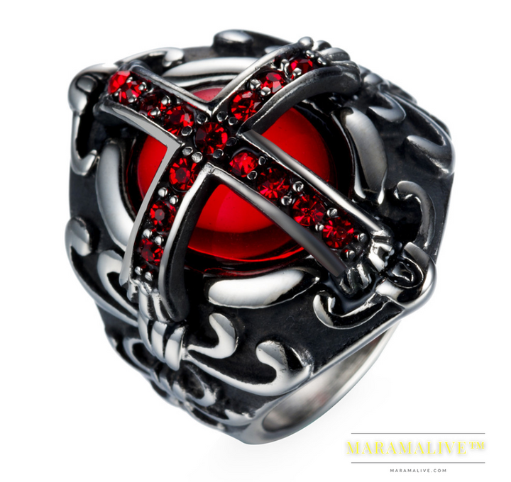 Cross red diamond ring