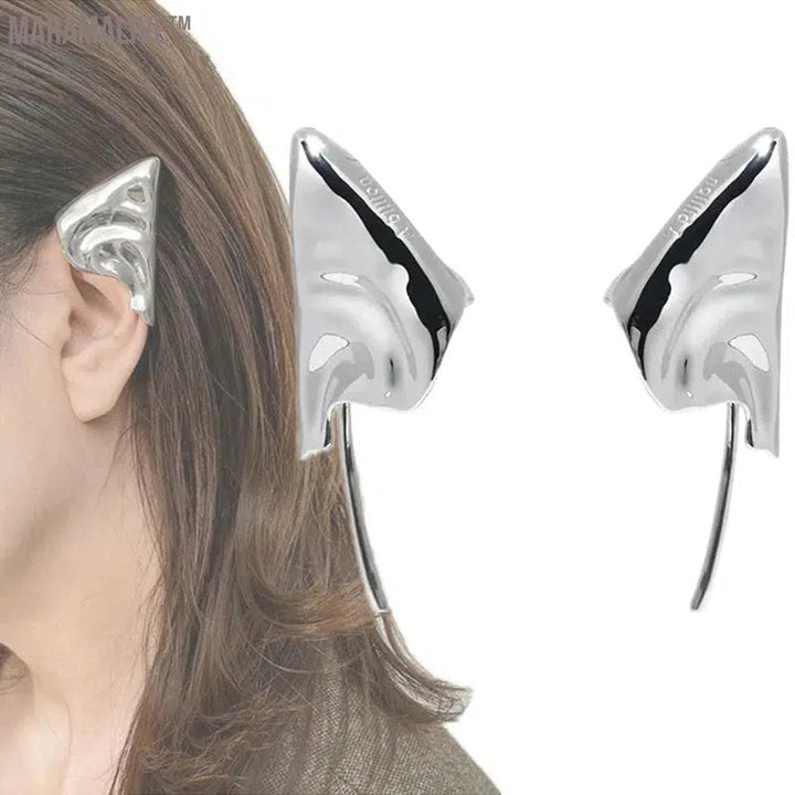 Cyberpunk Elf Ear Prop Mechanical Metal Ear Clip Popular Punk Unisex Earwear Masquerade Party Jewelry Accessories