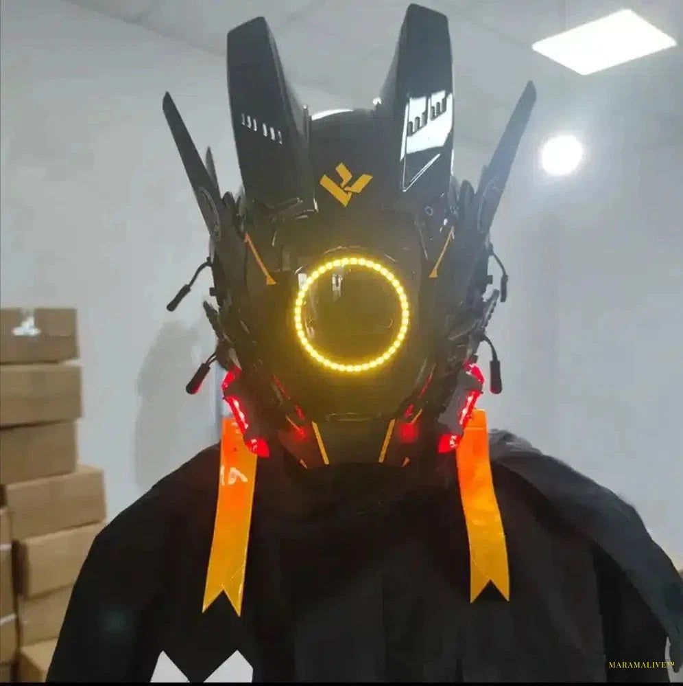 Cyberpunk LED Festival Mask - Steampunk Halloween/Christmas Cosplay Helmet - Unique Unisex Party Gift