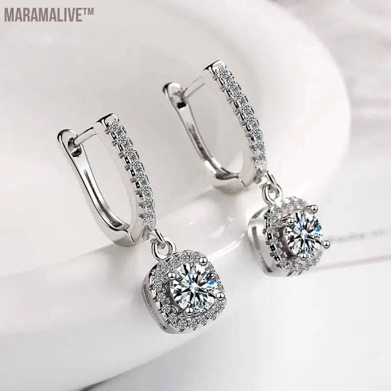 D Moissanite 3ct Earrings 925 Sterling Silver Original Certified Moissanite 1ct Hoop Drop Dangle Earrings 2ct Huggie for Women