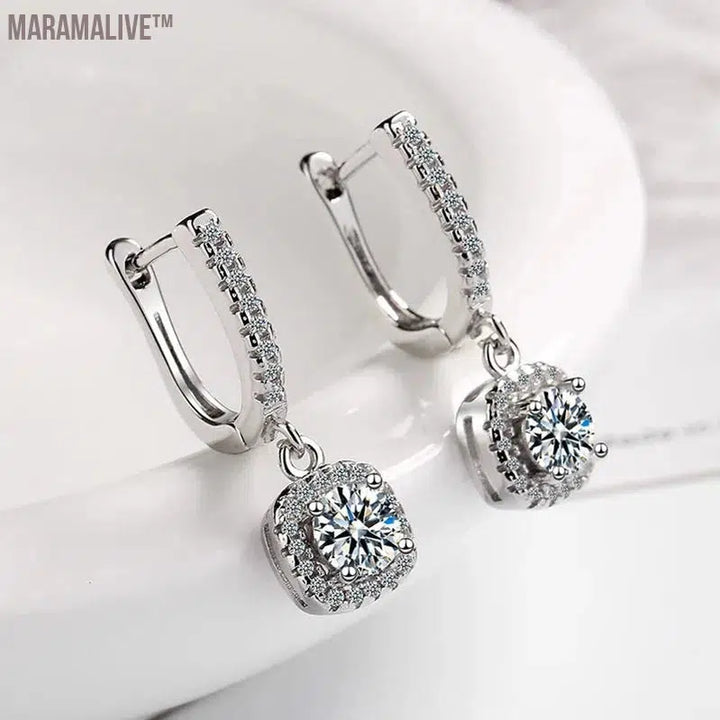 D Moissanite 3ct Earrings 925 Sterling Silver Original Certified Moissanite 1ct Hoop Drop Dangle Earrings 2ct Huggie for Women