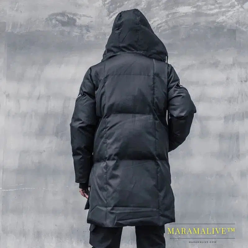 DARK 2021 Winter Jackets Parkas Men Turndown Collar Cargo Function Jacket Parka Hip Hop Streetwear Warm Coats