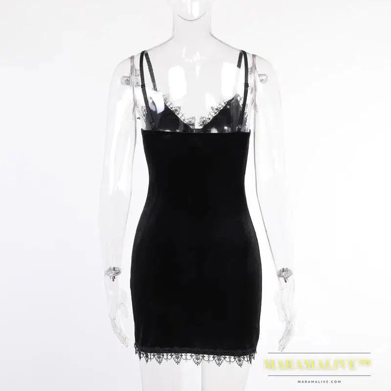 Dark Cross Black Mini Dress Vintage Sexy Spaghetti Strap High Waist Slit Dresses Goth Party Club Women Dress