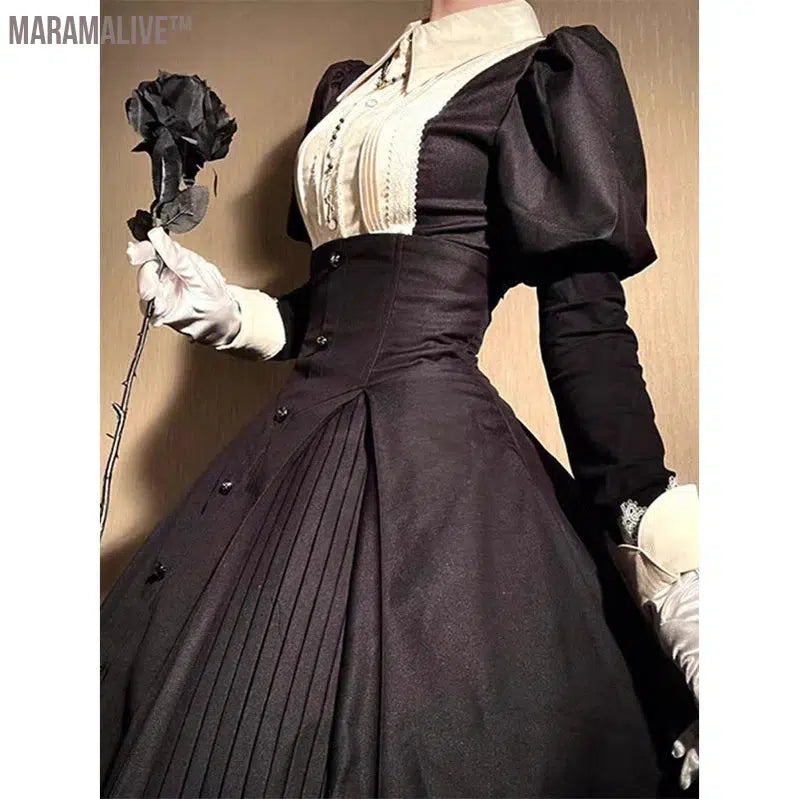 Dark Gothic Style Halloween Cosplay Niche Dress Women's Lolita Long