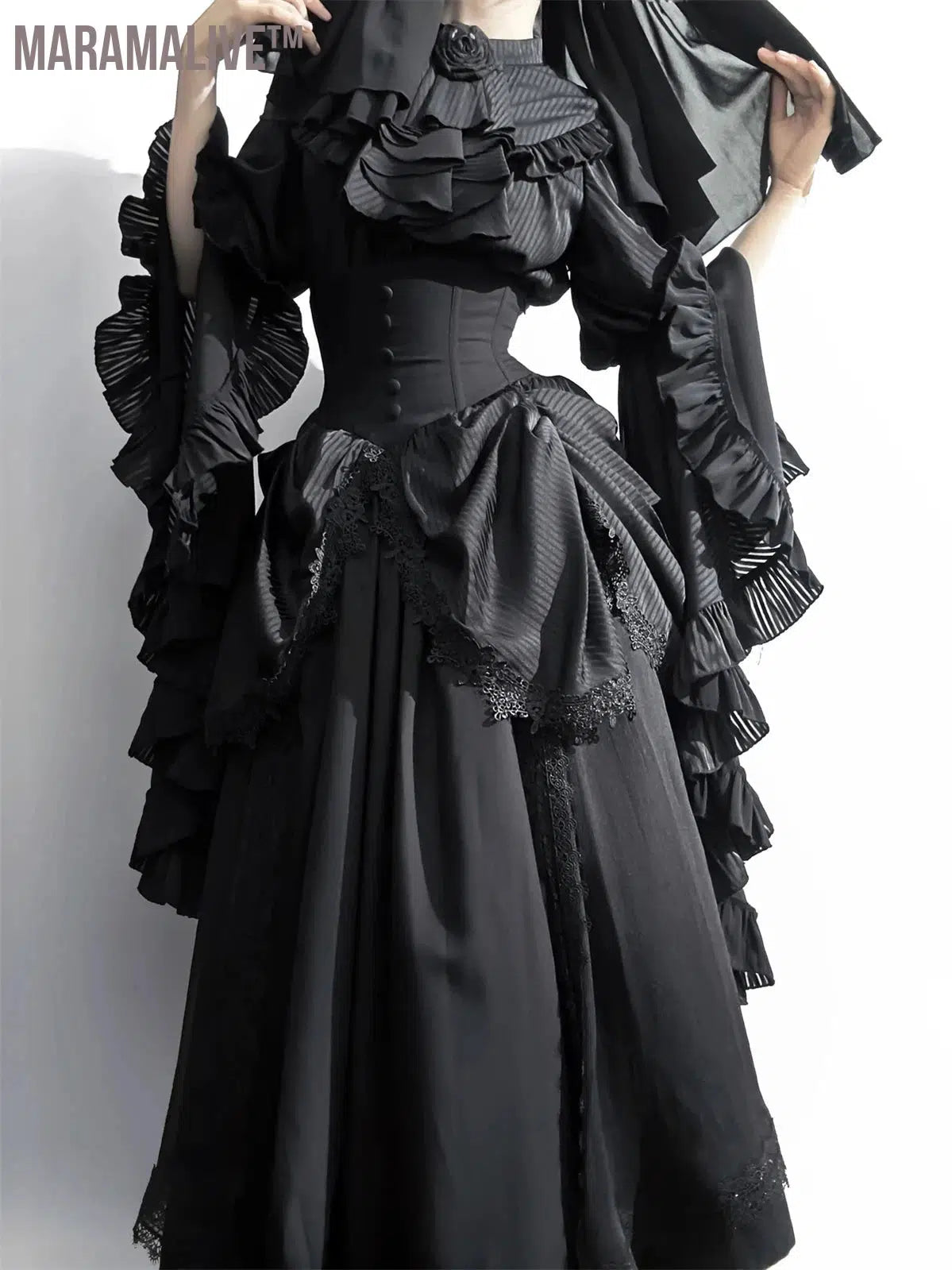 Dark Gothic Style Lolita Wear Matching Skirt Shirt Nun Style Suit Women's Black/White