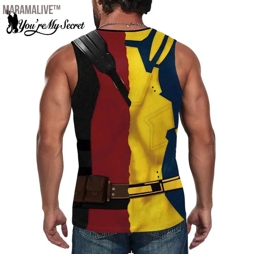 Deadpool Cosplay Wolverine Cosplay Superhero Printed Vest Comic Compression Workout Bodybuilding Tank Tops