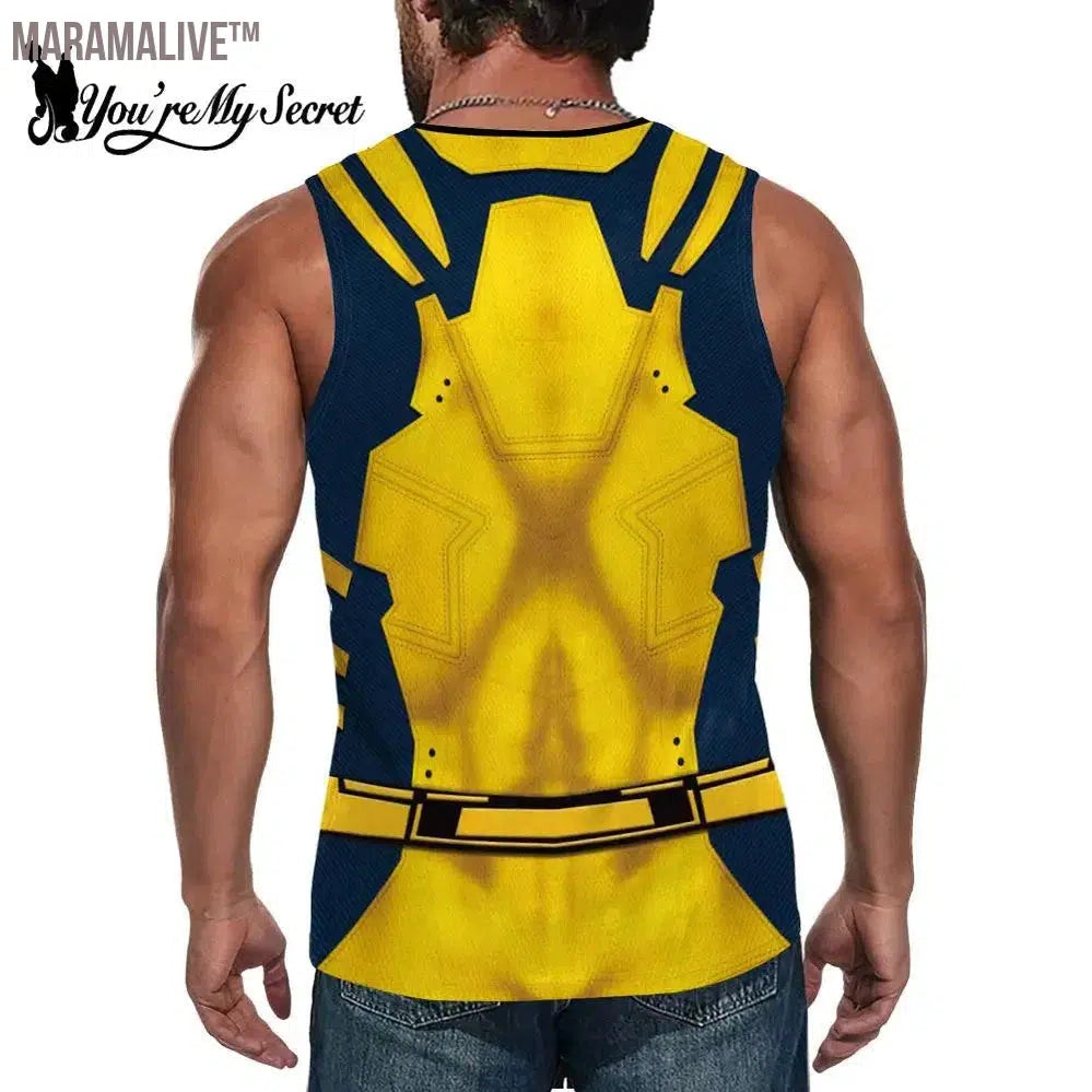 Deadpool Cosplay Wolverine Cosplay Superhero Printed Vest Comic Compression Workout Bodybuilding Tank Tops