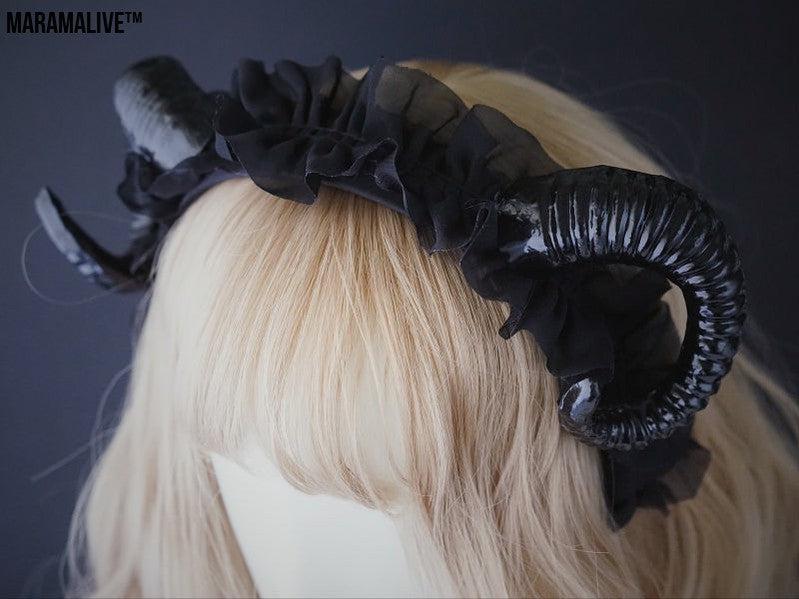 Demon Horn Hair Hoop Dark Gothic Photography Props