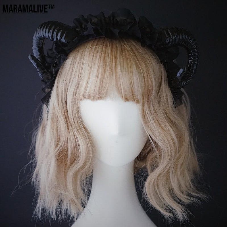 Demon Horn Hair Hoop Dark Gothic Photography Props