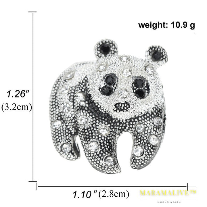 Diamond-studded Panda Brooch, One-word Brooch Dress Accessories