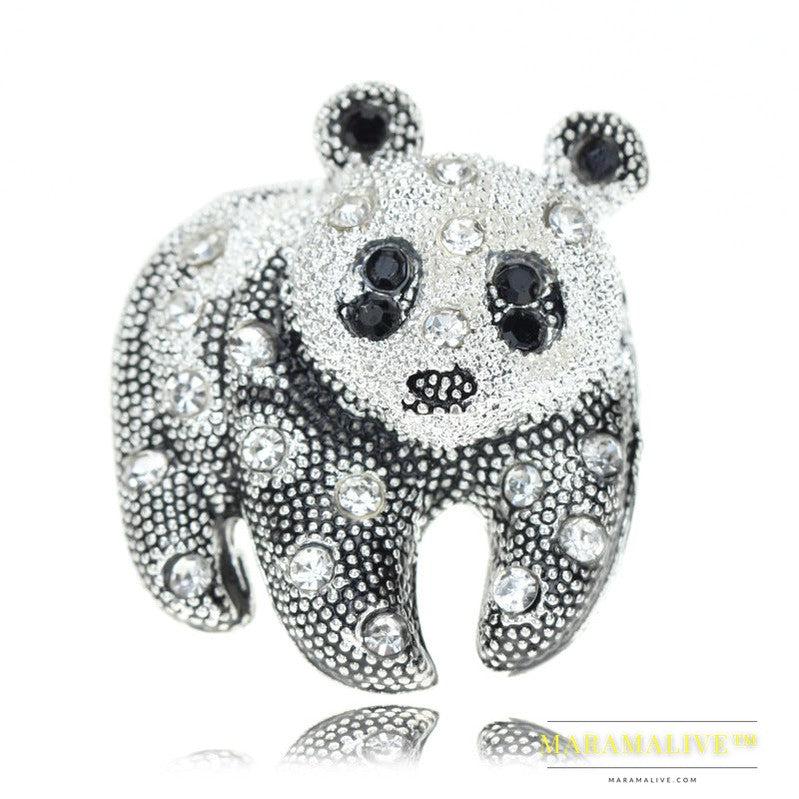 Diamond-studded Panda Brooch, One-word Brooch Dress Accessories