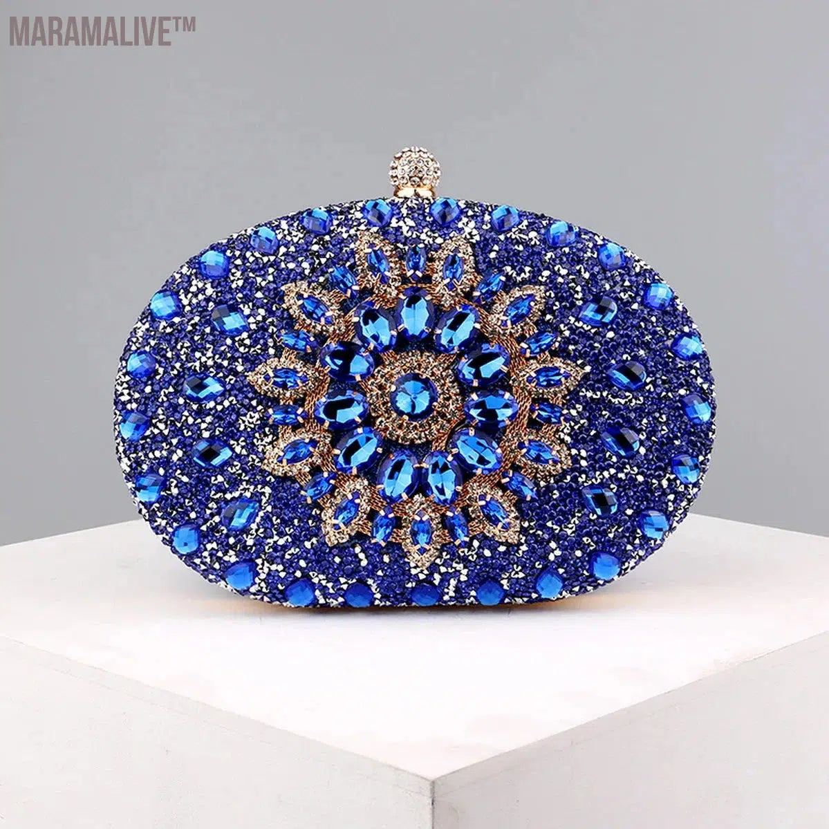 Diamonds Purple Color Women Evening Bags Flower Rhinestones Egg Design Fashion Female Clutch Handbags