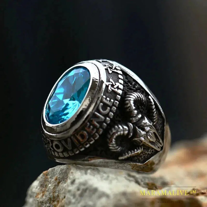 Double Snake King Entangled Animal Ring Green Stone Eye Men's Ring High Quality Jewelry