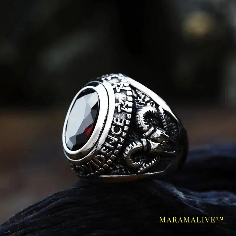 Double Snake King Entangled Animal Ring Green Stone Eye Men's Ring High Quality Jewelry