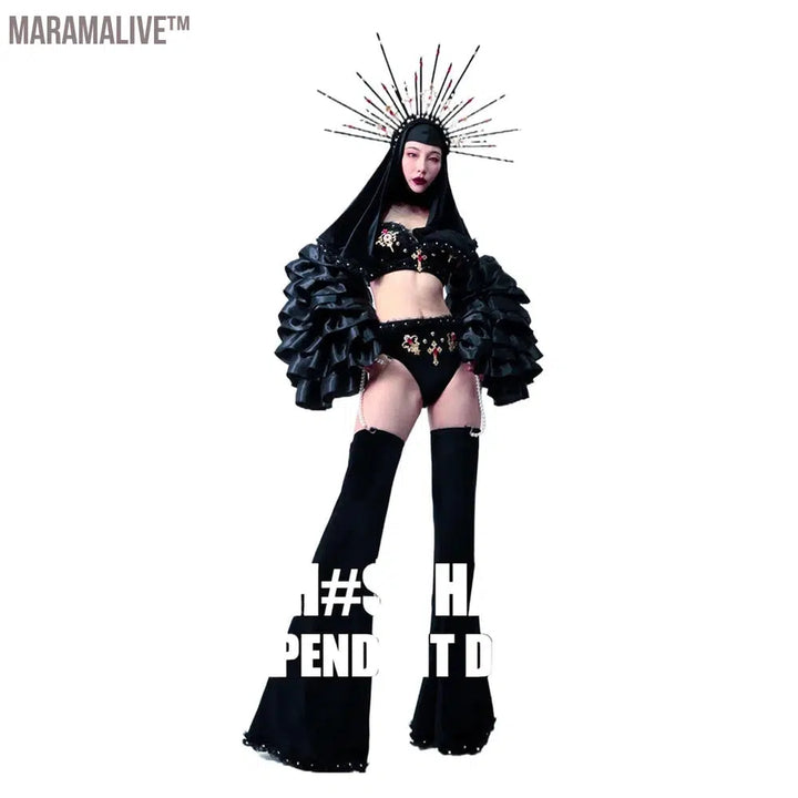 Drag Queen Costume Ldy Gaga Gothic sister Parade Stage Gogo Festival Club Carnival Float Rave Outfit Halloween Dance