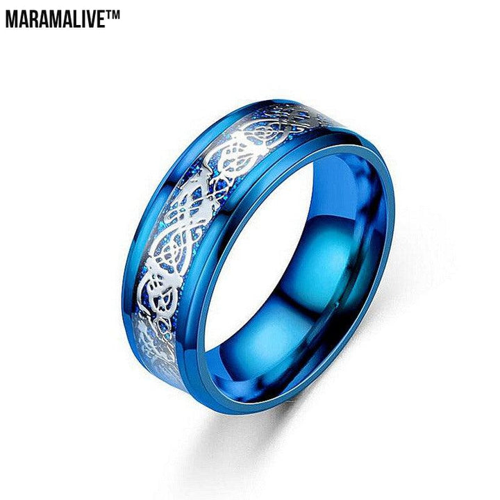 Dragon Pattern Rings Men Stainless Steel Ring Jewelry