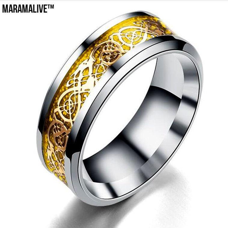 Dragon Pattern Rings Men Stainless Steel Ring Jewelry