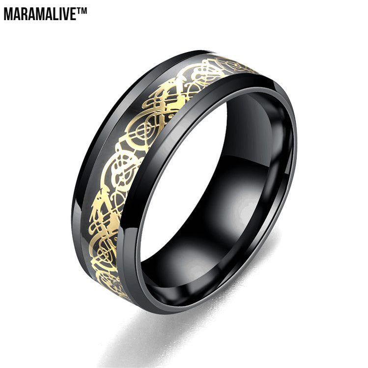 Dragon Pattern Rings Men Stainless Steel Ring Jewelry