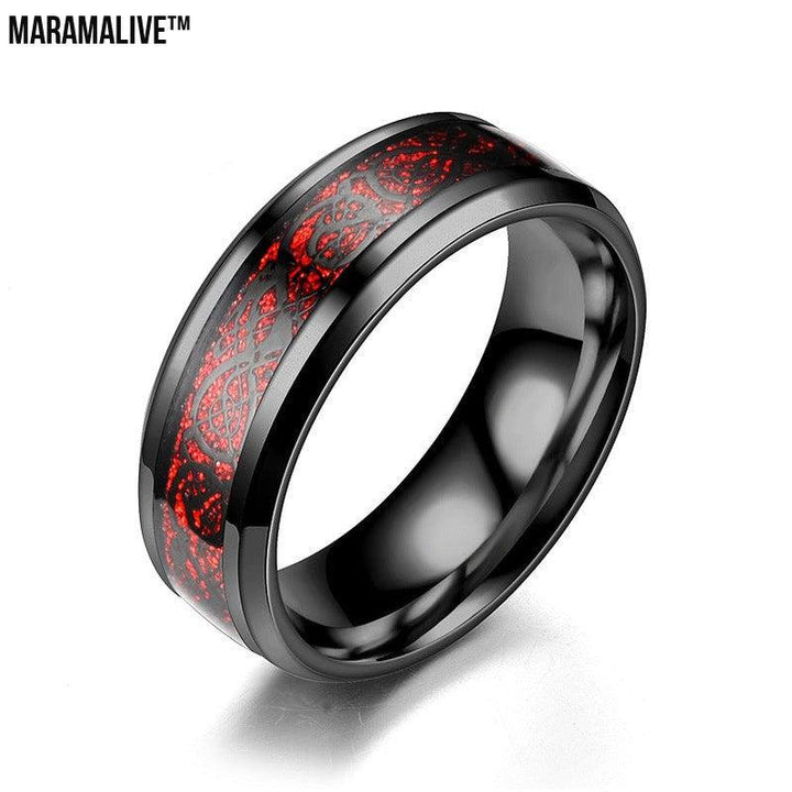 Dragon Pattern Rings Men Stainless Steel Ring Jewelry