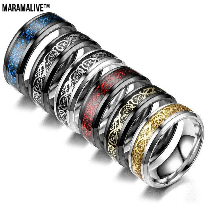 Dragon Pattern Rings Men Stainless Steel Ring Jewelry