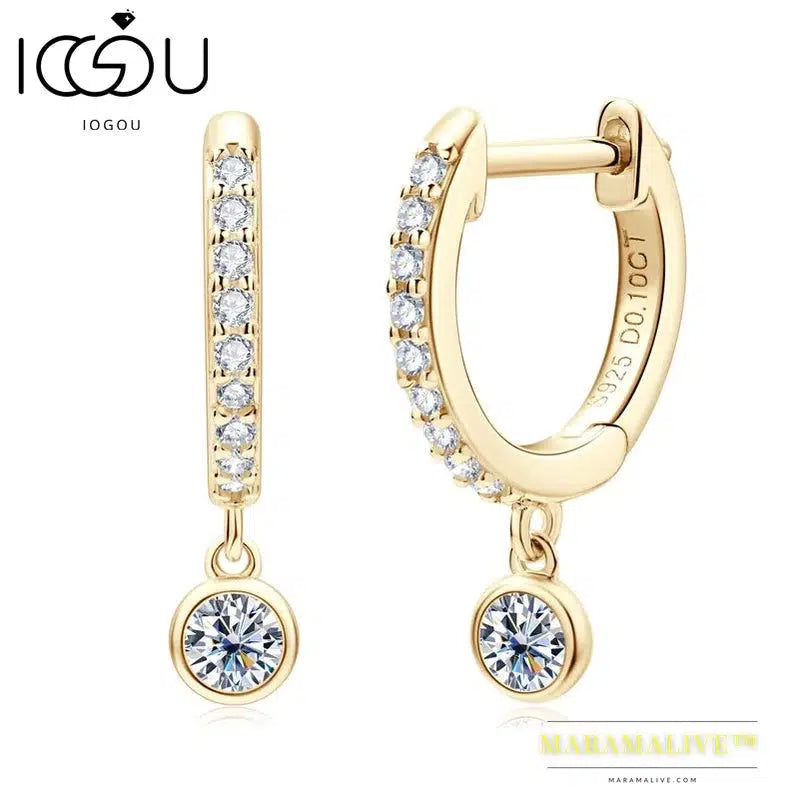 Drop Earrings Real D Color VVS1 Moissanite Diamond Hoops Earrings 925 Silver Woman Jewelry original Certified