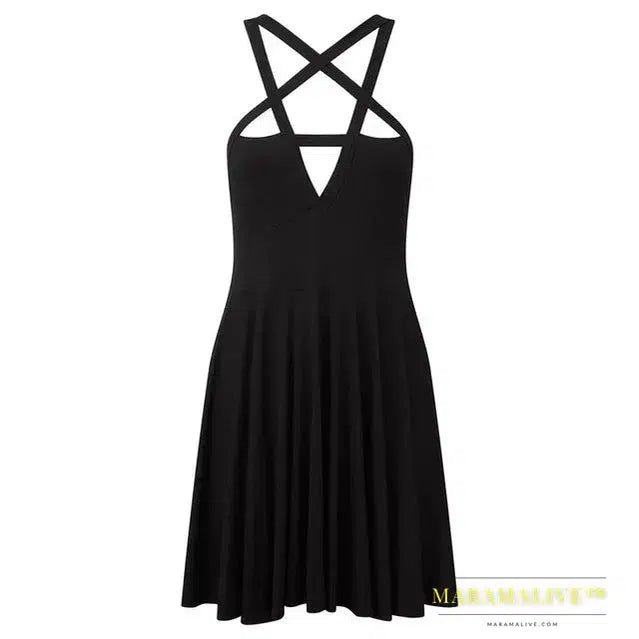 Edgy Gothic Punk Strappy Dress for Alternative Style