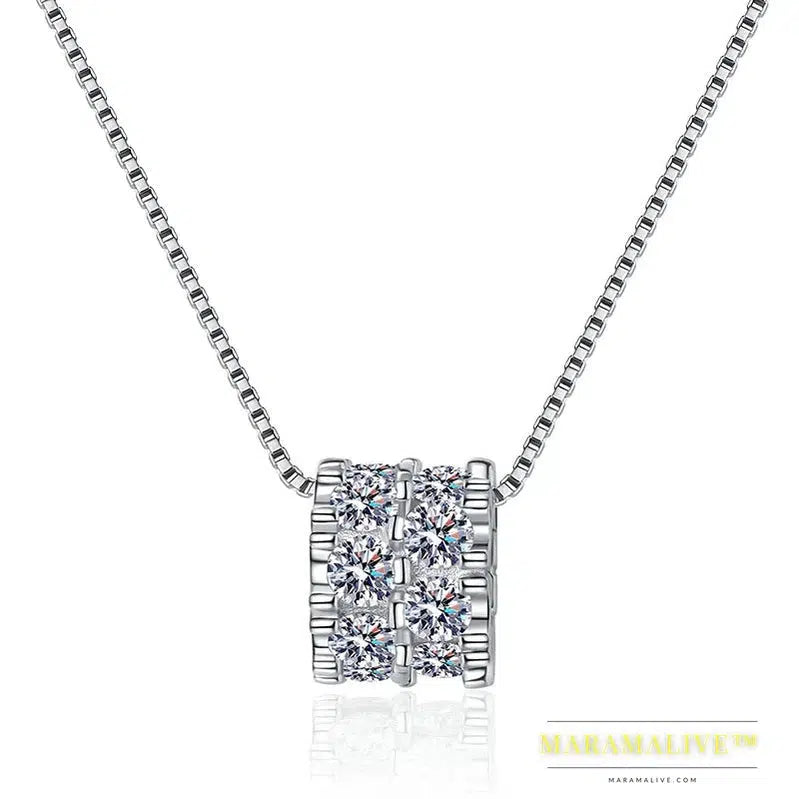 Elegant Sparkling Moissanite & Diamond Wheel Pendant