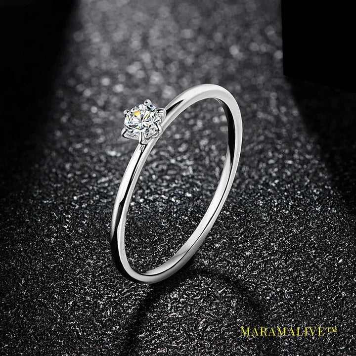 Elegant Sparkling Moissanite Solitaire Engagement Ring