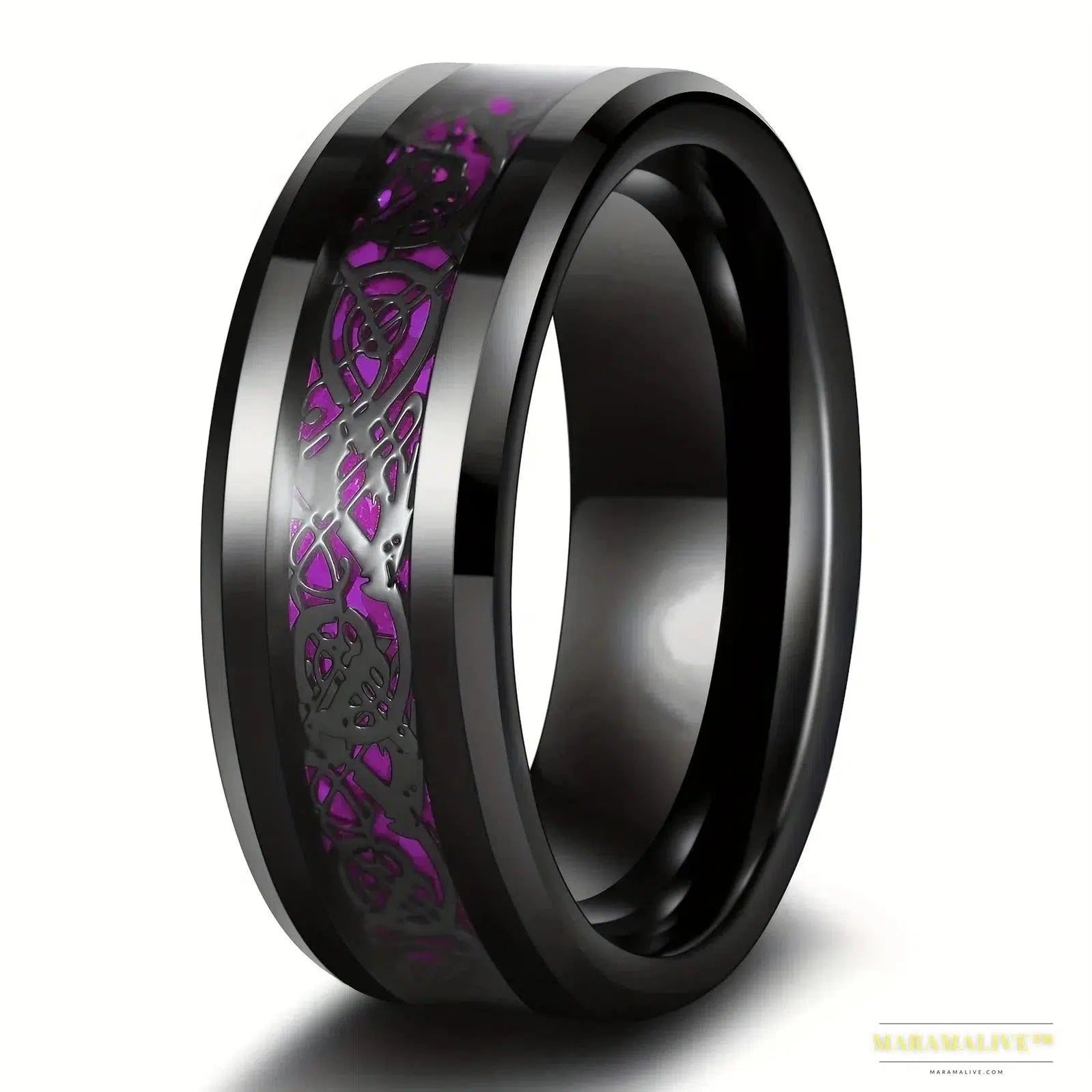 Enchanting Sweet Love Heart & Dragon Pattern Stainless Steel Couple Ring - Unisex Dark Jewelry