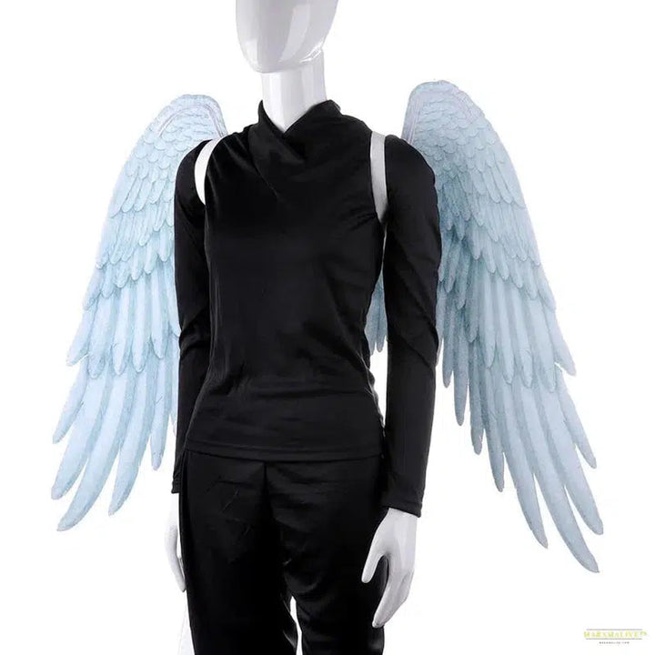 Entrancing Black & White Feathered Wings 3D Angel Cosplay Costume - Mardi Gras Carnival Dress-up Accessory