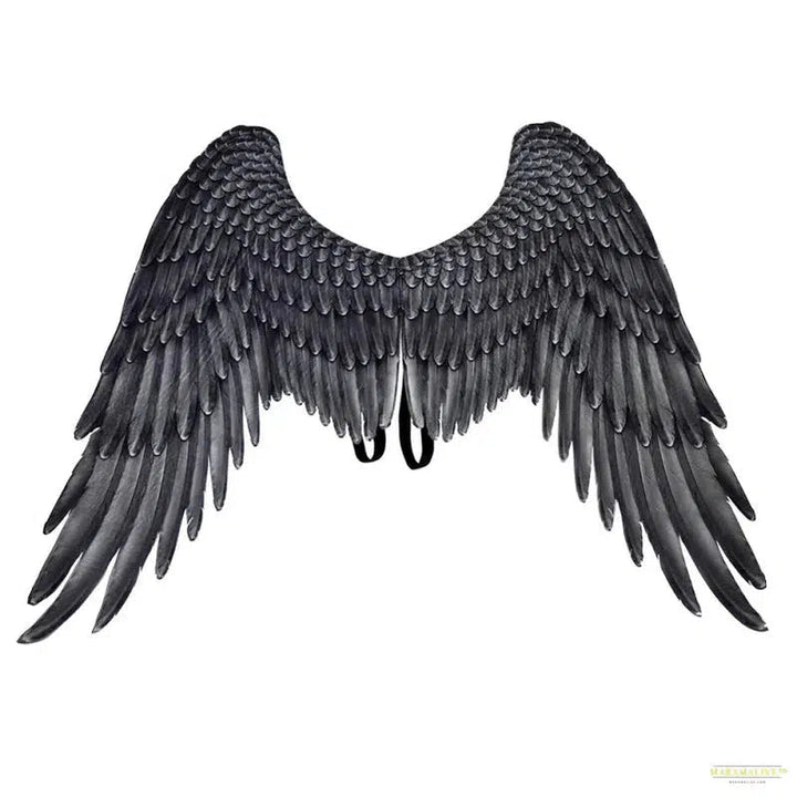 Entrancing Black & White Feathered Wings 3D Angel Cosplay Costume - Mardi Gras Carnival Dress-up Accessory