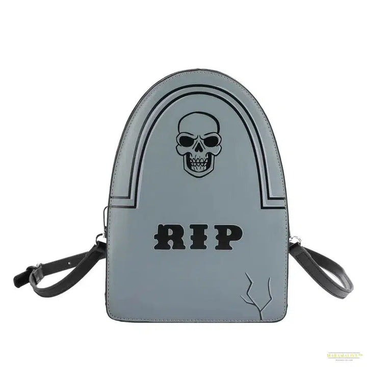 European & American Styled Halloween Funny Tombstone Small Bag with Skull Print, Trendy Women's Personalized Messenger Bag