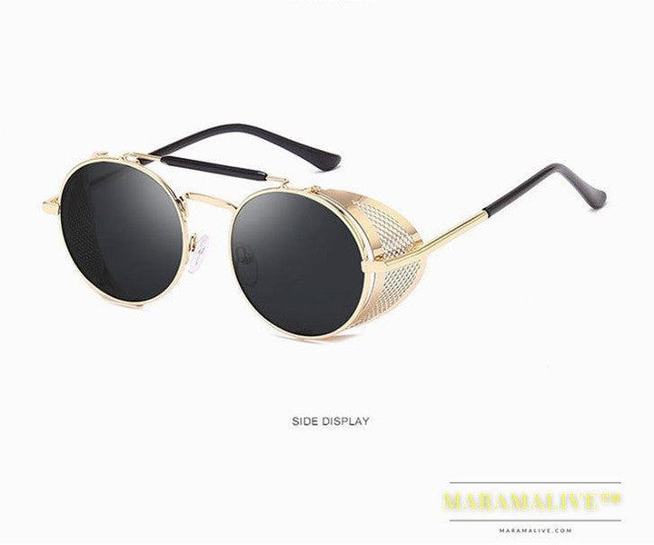 European And American New Steampunk Glasses Retro Color Film Reflective Aviator Sunglasses