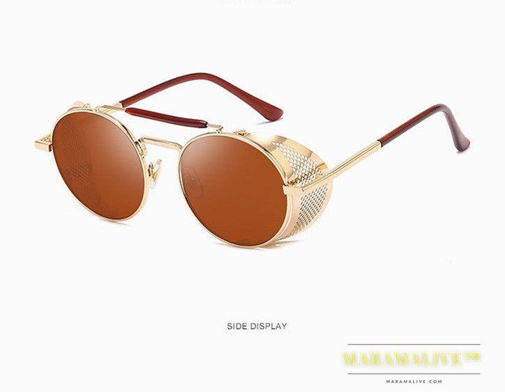 European And American New Steampunk Glasses Retro Color Film Reflective Aviator Sunglasses