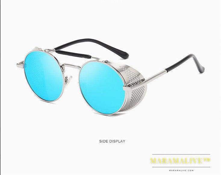 European And American New Steampunk Glasses Retro Color Film Reflective Aviator Sunglasses